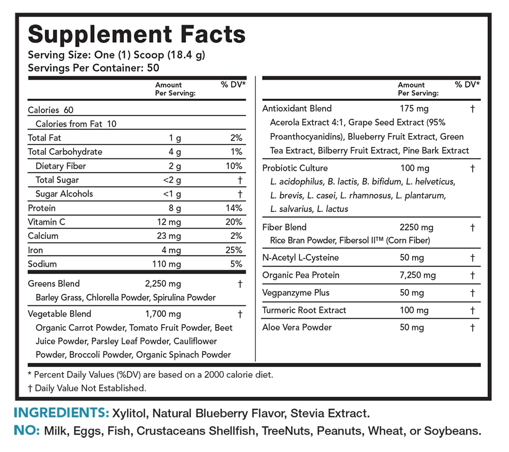 Lean & Pure Green Superfood, with Pea Protein, Probiotics, Whole Food Vitamins, Fiber and Enzymes. Vegan Friendly,Gluten Free, 50 Servings, 922g