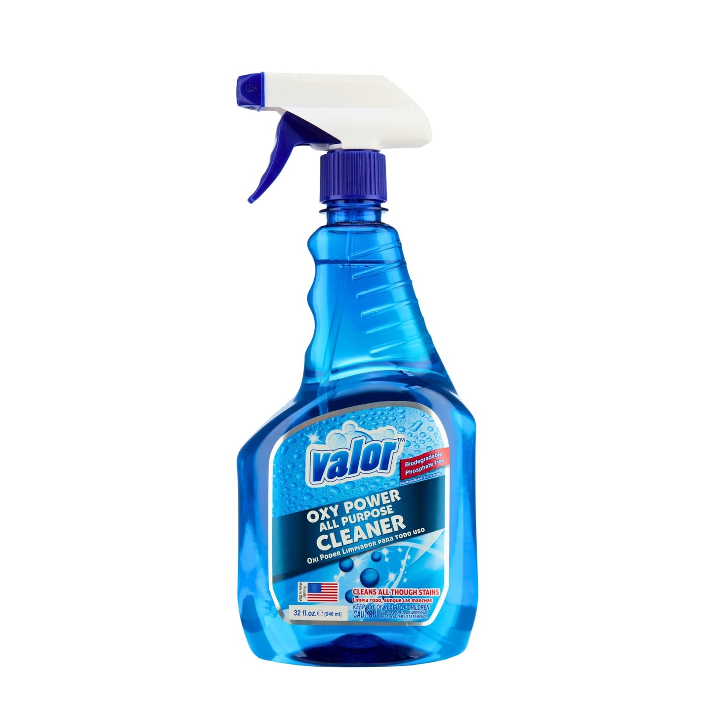 Valor Multi-Purpose Cleaner Trigger Sprayer, 32 fl oz - Oxygen-Powered Cleaning, Stain-Lifting Action, No-Rinse, Made in USA (32 Fl Oz (Pack of 1))