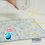 Bright Habits Scrubby Machine Washable Dishcloth Set in Dots Blue, 4 Pack 2 in 1 Non Scratch Reusable Quick Dry Cleaning Cloths Made from Recycled