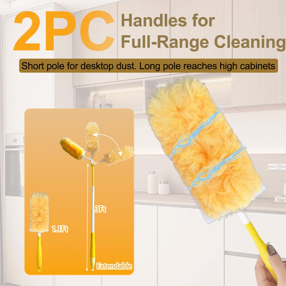 50 Pack Disposable Duster Refills, Compatible with Most Standard Duster Handles, Dusters Refill Kit for Cleaning Dusting Furniture Blind Ceiling FA