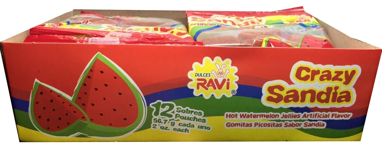 Crazy Sandia, Hot Watermelon Jellies, 12 Sobres/Pouches, 56.7 grams cada uno, 2 ounces each, 24 ounces total