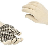 PackagingSuppliesByMail PSBM PVC Dot Gloves Single Side Work Safety Dotted Industrial Non-Disposable Glove Men's Size - Large 2 Dozens