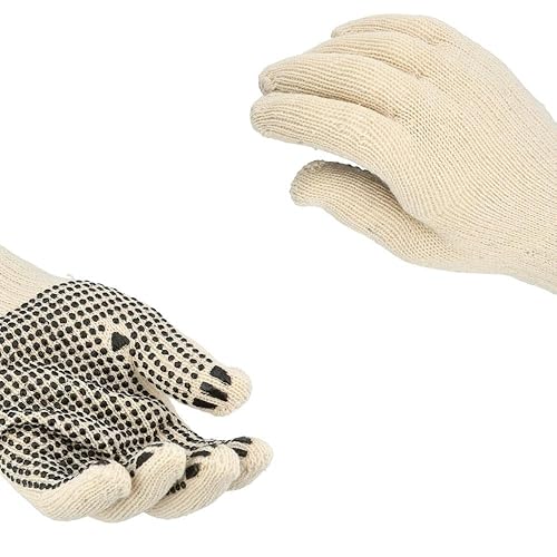 PackagingSuppliesByMail PSBM PVC Dot Gloves Single Side Work Safety Dotted Industrial Non-Disposable Glove Men's Size - Large 2 Dozens
