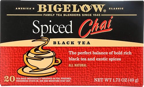 Bigelow Tea Black Tea - Spiced Chai - Case of 6-20 BAG
