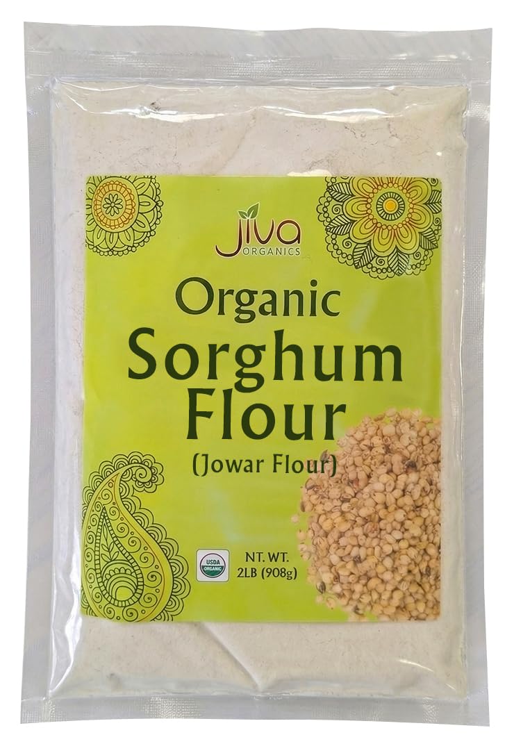 Jiva Organics Organic Sorghum Flour 2 Pound Bag - Jowar Flour, 100% Natural & Non-GMO