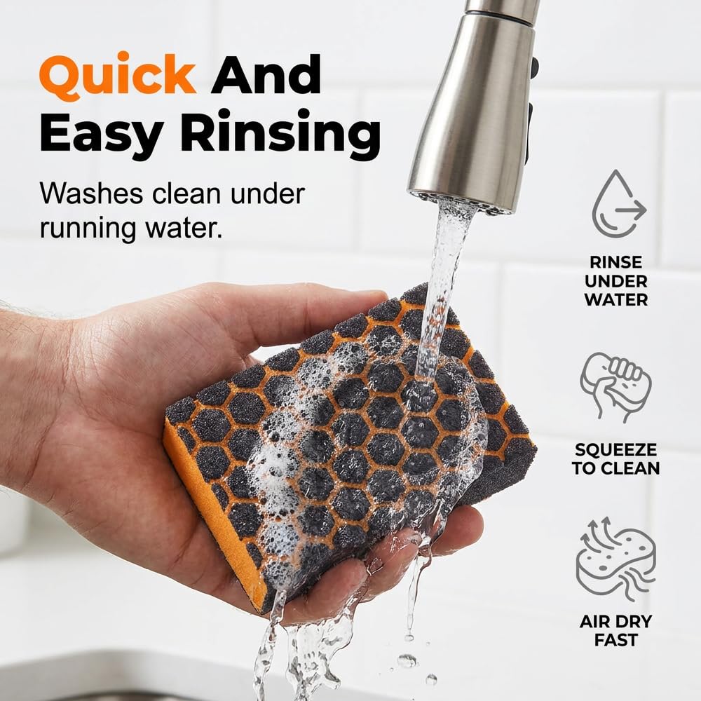 Sponge Eraser, Multi-Functional Cleaning Erasers, Shower & Tub Scrubber Sponge for Bathroom, Floor & Home Cleaning (3pc)