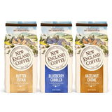 New England Coffee Variety Pack - Butter Pecan/Blueberry Cobbler/Hazelnut Creme, 11oz Bag (Pack of 3)