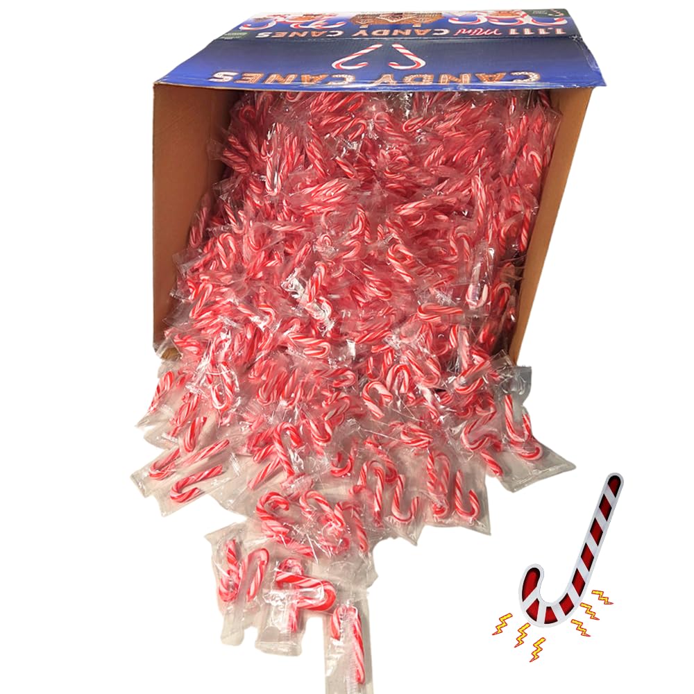 Individually Wrapped Mini Candy Canes, Premium Quality, Red & White Peppermint, Super Bulk Pack, Over 1,000 Pieces