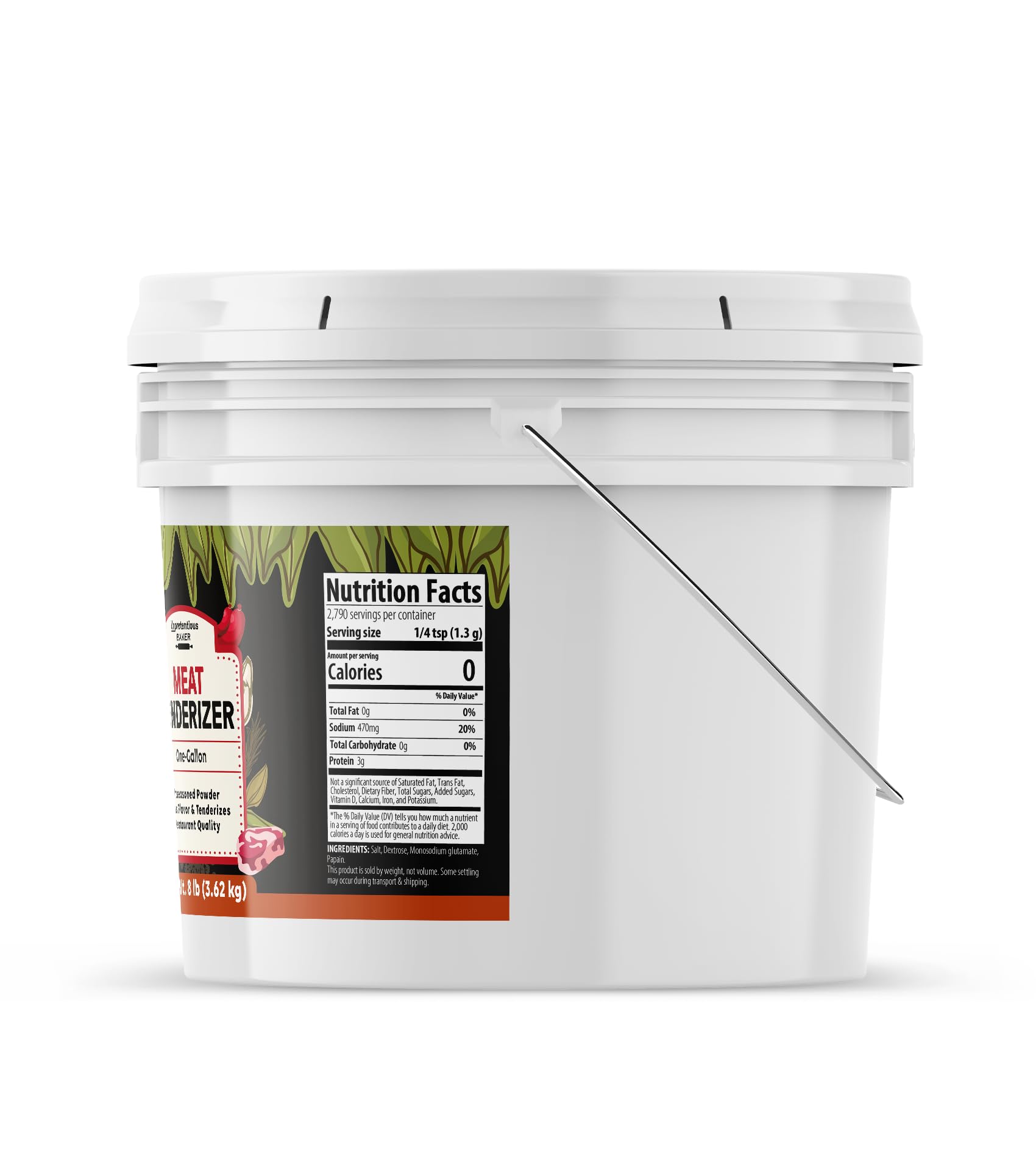 Unpretentious Meat Tenderizer Powder, Unseasoned Blend, Adds Flavor, Great for Most Proteins (128 Ounce)