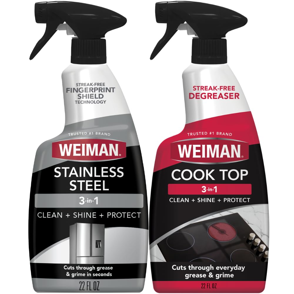 Weiman Stovetop Cleaner & Stainless Steel Cleaner - 22 Ounce - Daily Appliance Kitchen Cleaning Kit