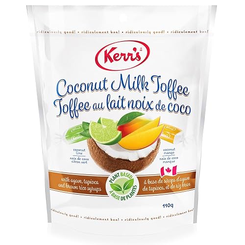 Kerr's Coconut Milk Toffee, Coconut Lime & Coconut Mango Flavor, 110g/3.8 oz. Bag