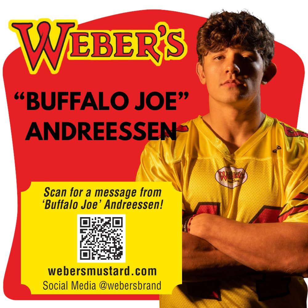 Weber’s Original Horseradish Mustard, 16 oz (4-Pack) | Buffalo’s Iconic Mustard Since 1922 | Limited-Edition Buffalo “Buffalo Joe” Label | Bold