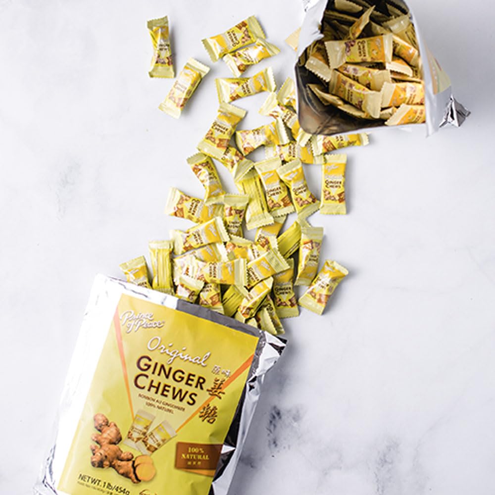 Prince of Peace Original Ginger Chews, 1 lb. - Candied Ginger - Candy Pack - Ginger Chews Candy - Natural Candy