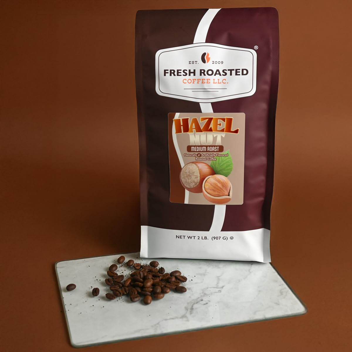 Fresh Roasted Coffee, Hazelnut Flavored Coffee, 2 lb (32 oz), Medium Roast, Kosher, Ground