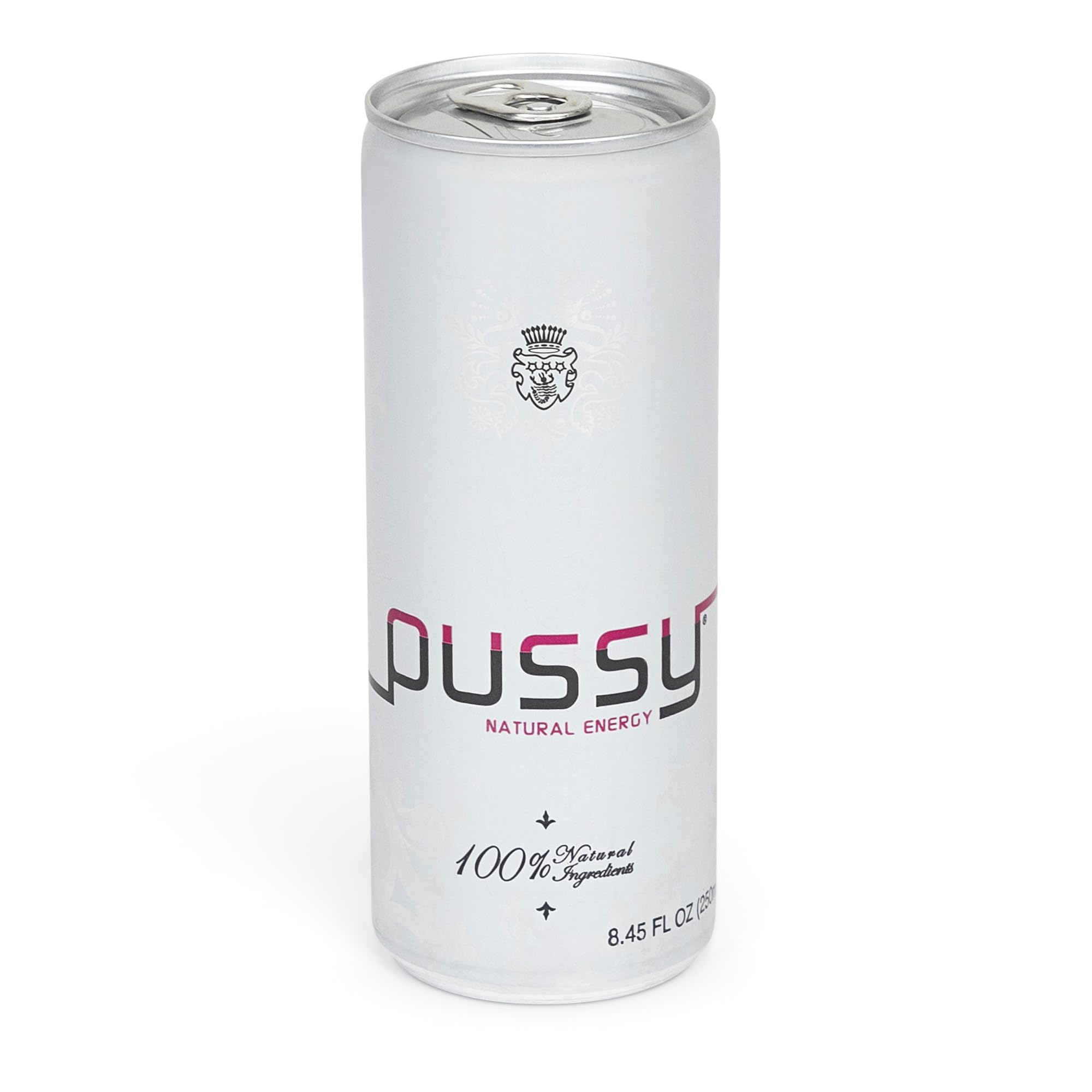 Pussy's Natural Energy Drink - Carbonated Energy Drinks Pack of 12-250ml - All Natural Caffeine Drinks - ILIOS Packaging.