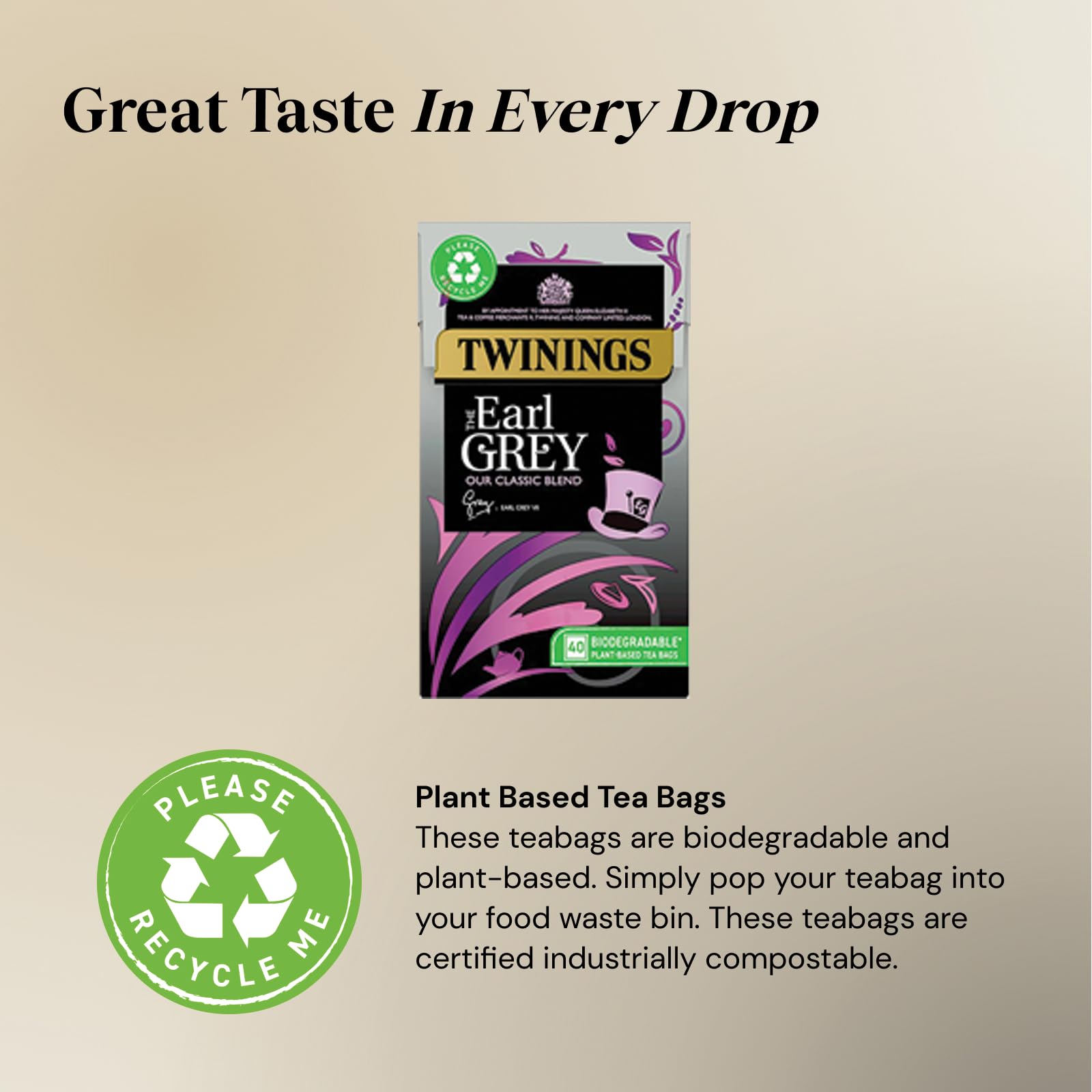 Twinings Earl Grey Tea | Full & Fragrant Earl Grey Tea Bags | Bergamot & Lemon Flavoured Black Tea Blend | 40 Biodegradable Tea Bags