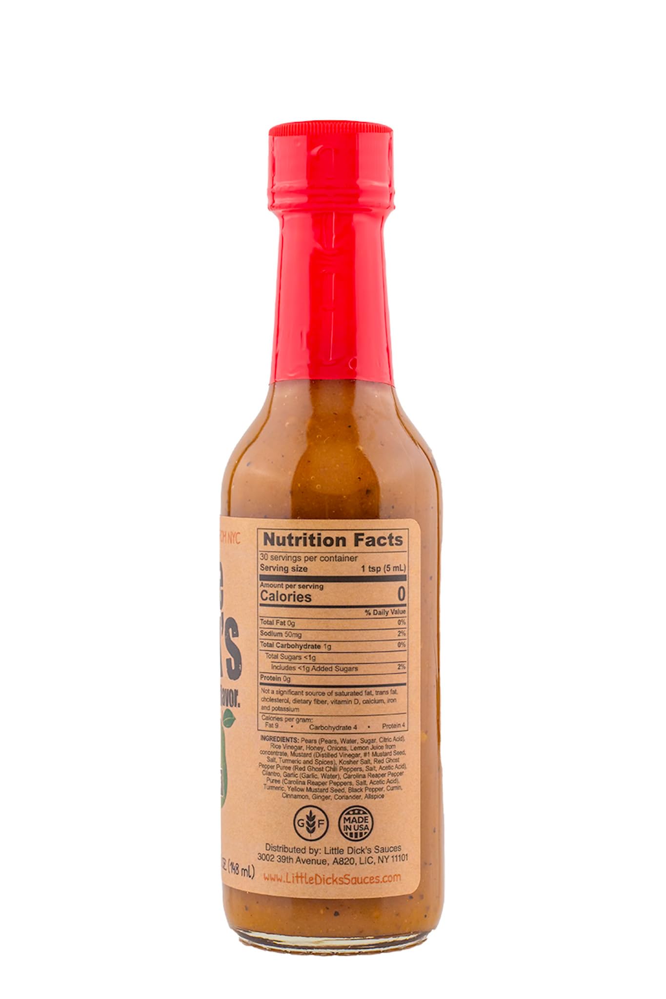 Ghost Pepper Pear Hot Sauce By Little Dick's, Fiery Hot Sauce Made With Flavors of Pear, Ghost Pepper & Mustard, Made With All Natural Ingredients, 5