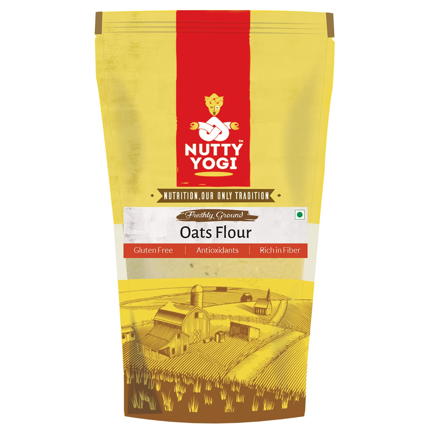 Nutty Yogi Gluten Free Oats Flour (Atta) Gluten Free, Freshly Milled In Small Batches, Protein Rich, High Fibre, No Maida, Breakfast Cereal Natural