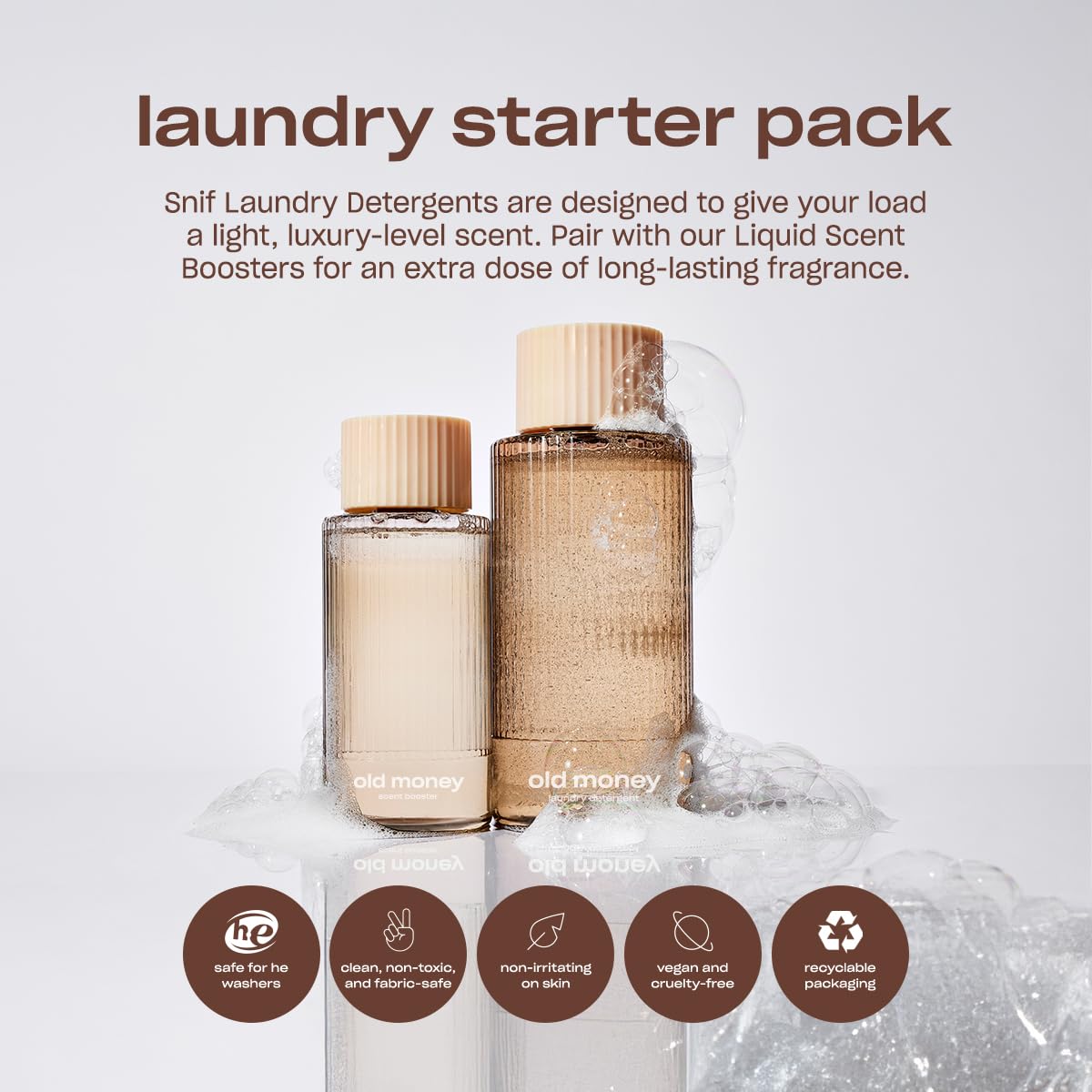 Snif Old Money Laundry Detergent, Rich and Cozy Scent, 32 Loads, Non-Irritating to Skin, Clean, Non-Toxic, Vegan, Cruelty Free, 16oz