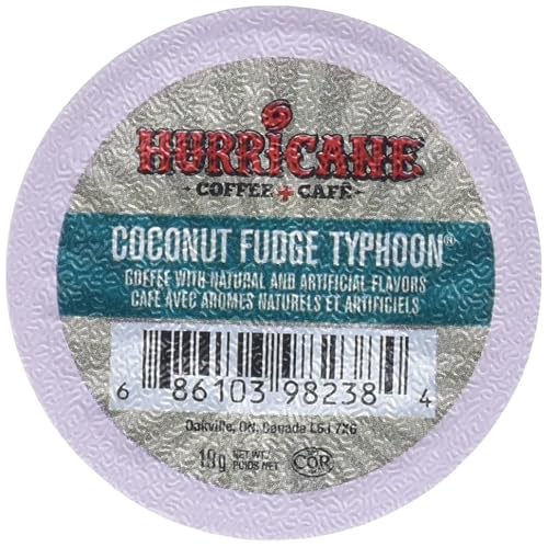 Hurricane Coffee & Tea Coconut Fudge Typhoon Single Cup Coffee for Keurig K Cup Brewers, 24Count