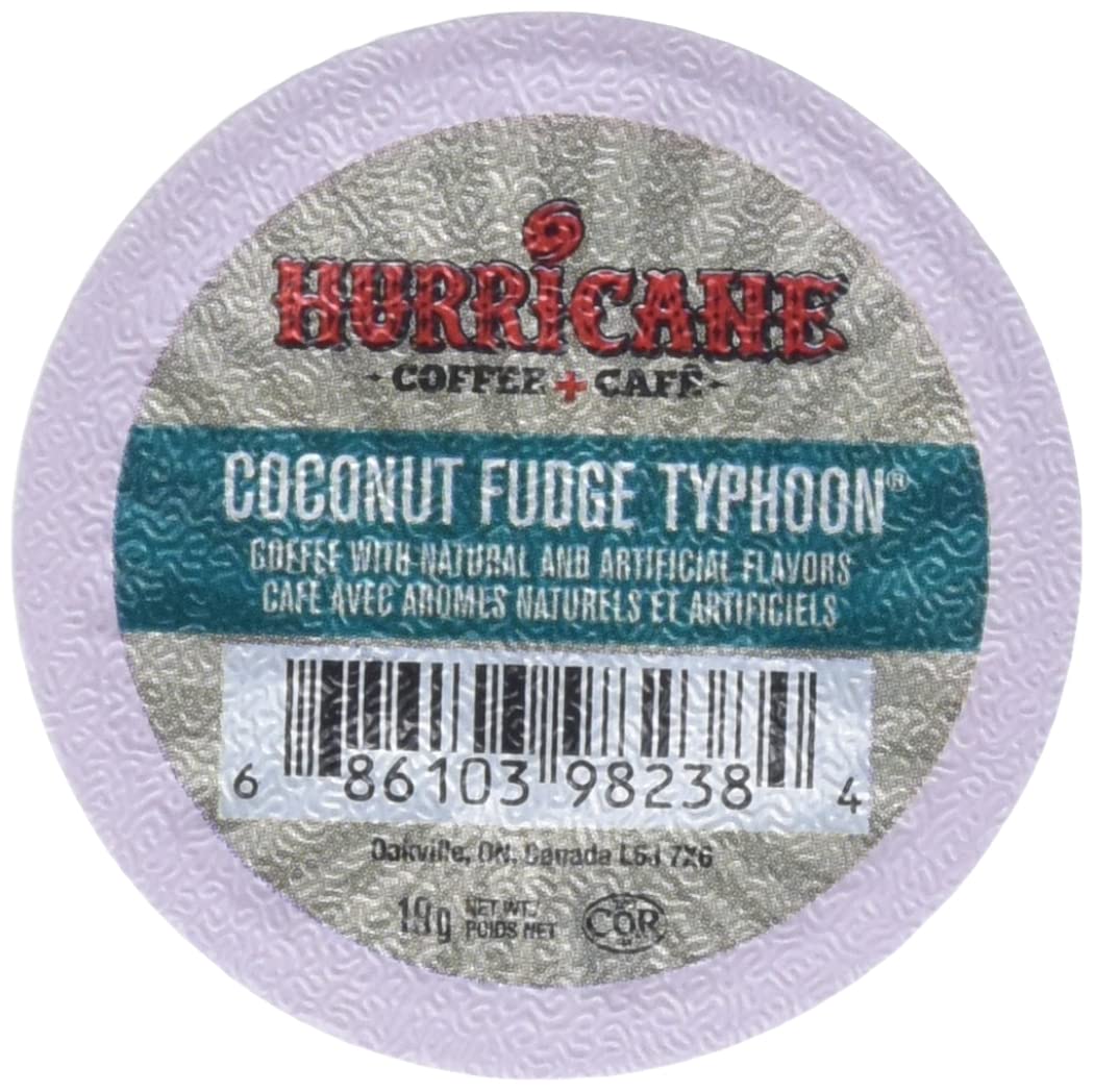 Hurricane Coffee & Tea Coconut Fudge Typhoon Single Cup Coffee for Keurig K Cup Brewers, 24Count