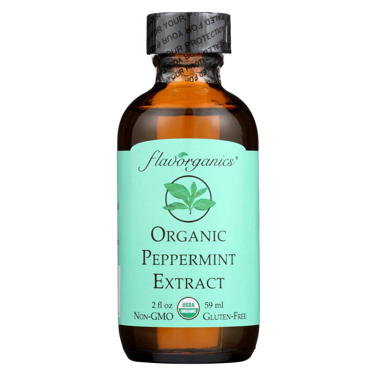 Flavorganics Organic Peppermint Extract - 2 oz - 95%+ Organic - Gluten Free - Wheat Free - Kosher