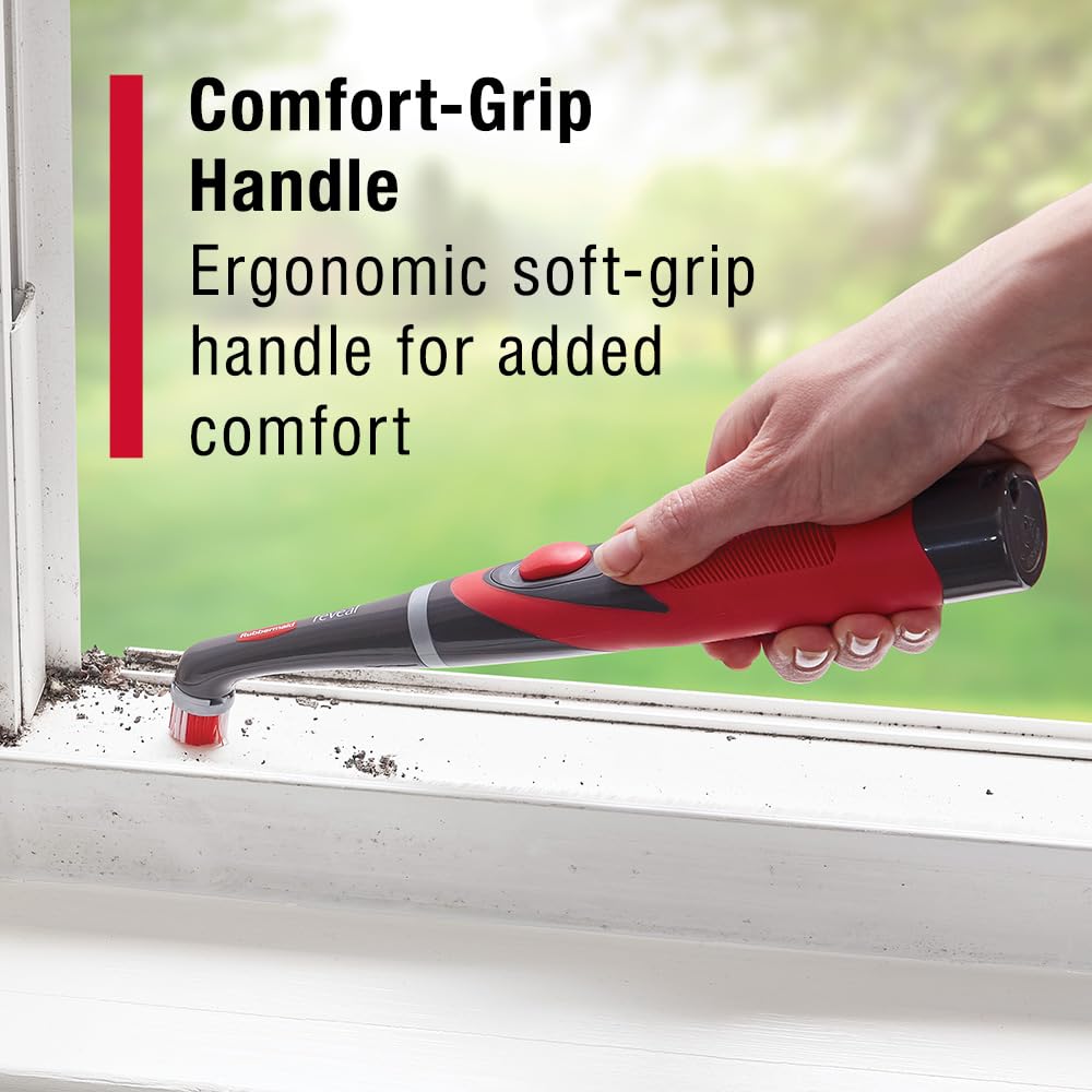 Rubbermaid Reveal Power Scrubber 5-Piece Kit, Cordless Electric Battery Powered Spin Scrub Brush, Water Resistant