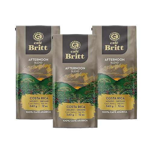 Café Britt® - Costa Rican Afternoon Blend Coffee (12 oz.) (3-Pack) - Ground, Arabica Coffee, Kosher, Gluten Free, 100% Gourmet & Medium Roast