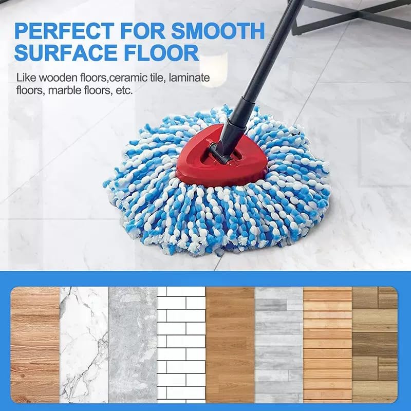 4 Pack Spin Mop Replacement Head Compatible with O-Cedar RinseClean 2-Tank Spin Mop System, Blue Microfiber Refill Heads, Machine Washable