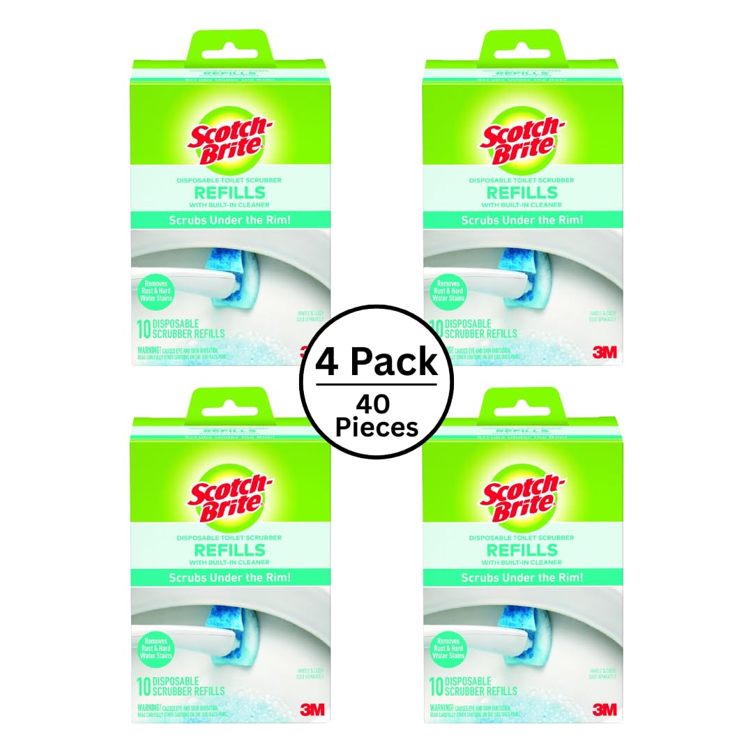 Scotch-Brite Disposable Toilet Scrubber Refills, Removes Rust & Hard Water Stains, 10 Disposable Refills Blue - (4-Pack)