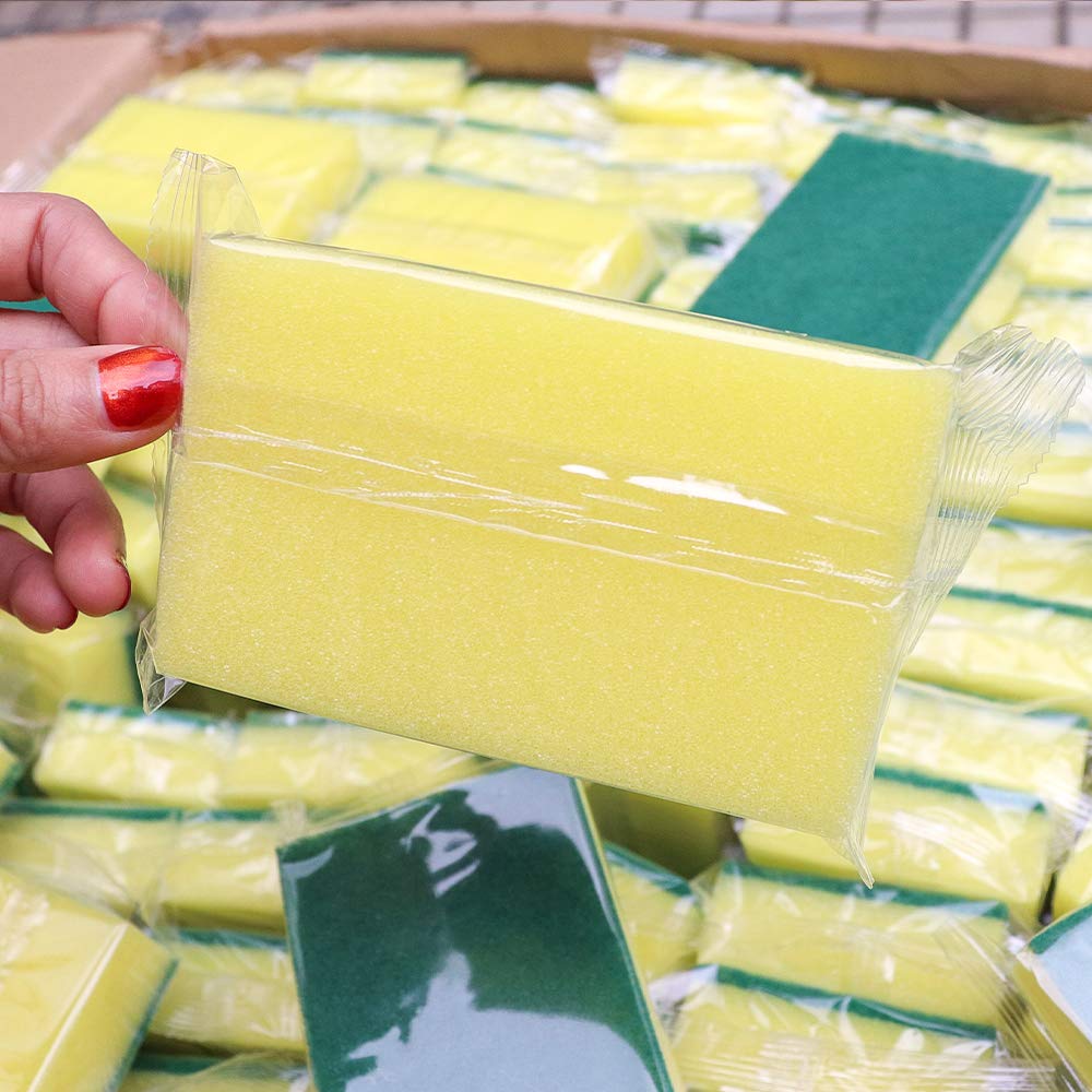 Sponge Individually Wrapped, 24 PCS Small Dishwashing Scouring Pads for Kitchen Sponge Wipes for Hotel Apartments