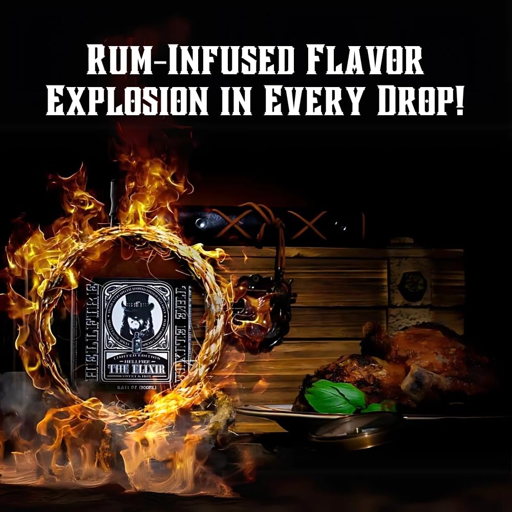 Hellfire The Elixir Hot Sauce, Gourmet, Award-Winning Fruit-Based Sauce, Made with Super Hot Peppers and Caribbean Spiced Rum, 5 oz.