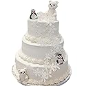 90Pcs Edible White Snowflakes Cake Toppers Christmas Winter Party Cupcake Decoration White and Blue