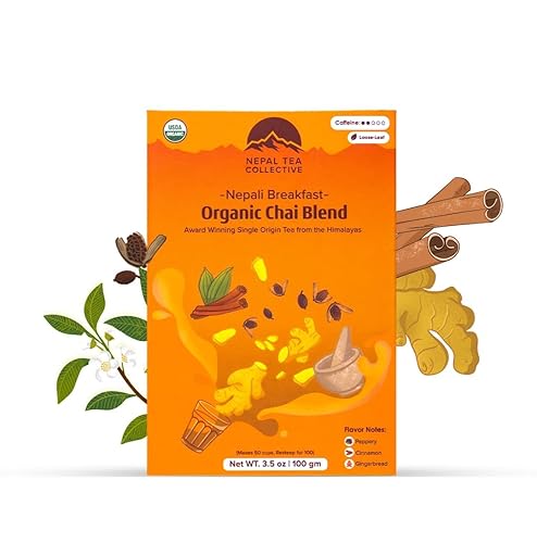 NEPAL TEA Organic Chai Tea Loose Leaf - Certified Organic Black Tea with Ginger, Cinnamon & Cardamom - Single Origin from a Family Farm in the