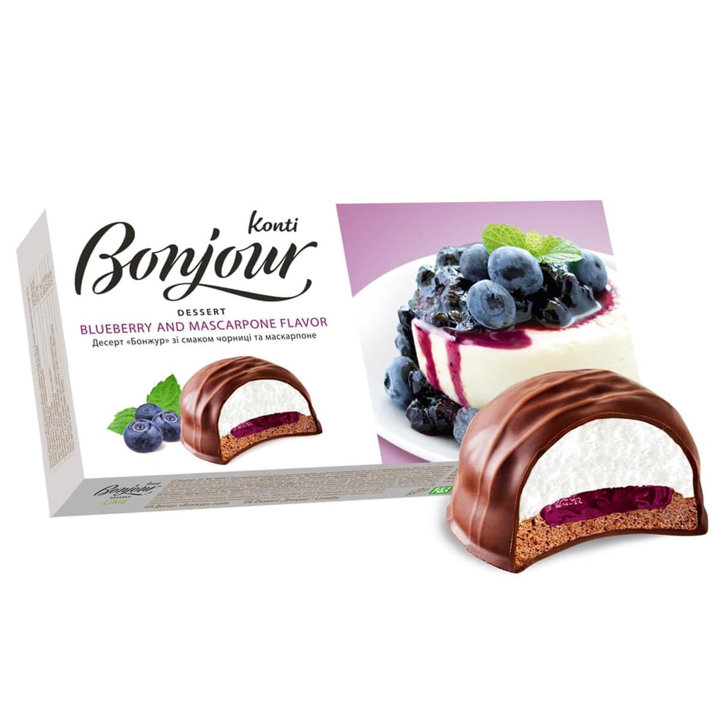 Konti Bonjour Dessert Blueberry & Mascarpone Flavor with Fruit Jam- Indulge in Gourmet Dessert with Caramel for A Mouthwatering Treat- Healthy