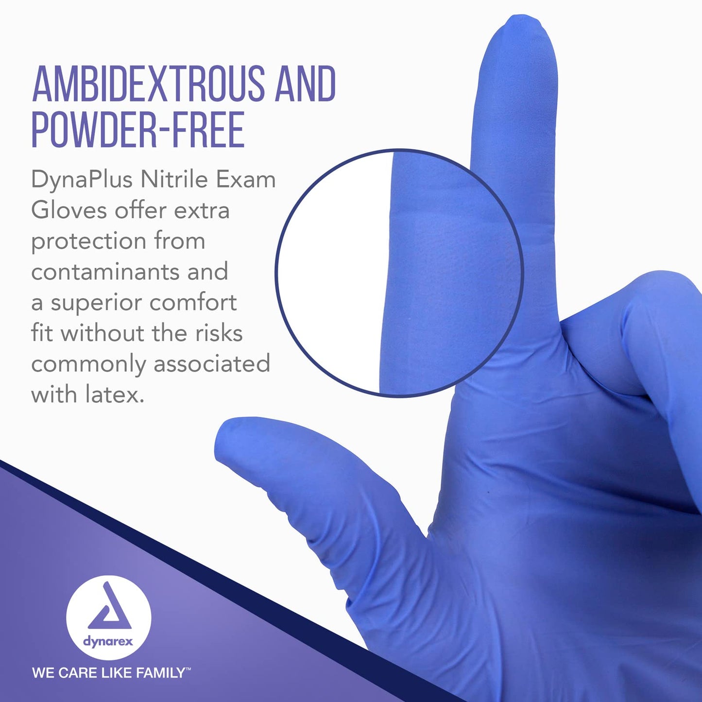 Dynarex DynaPlus Disposable Nitrile Exam Gloves, Powder-Free, Latex-Free, Strength + Value, Used by Professionals, Blue, Large, 1 Box of 200 DynaPlus