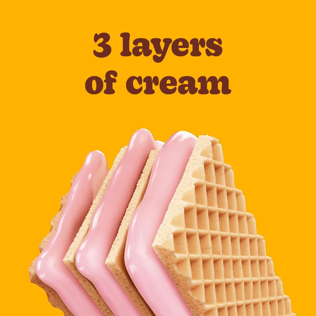 Bauducco Strawberry Wafers - Crispy Wafer Cookies With 3 Delicious, Indulgent, Decadent Layers of Strawberry Flavored Cream - Delicious Sweet Snack or