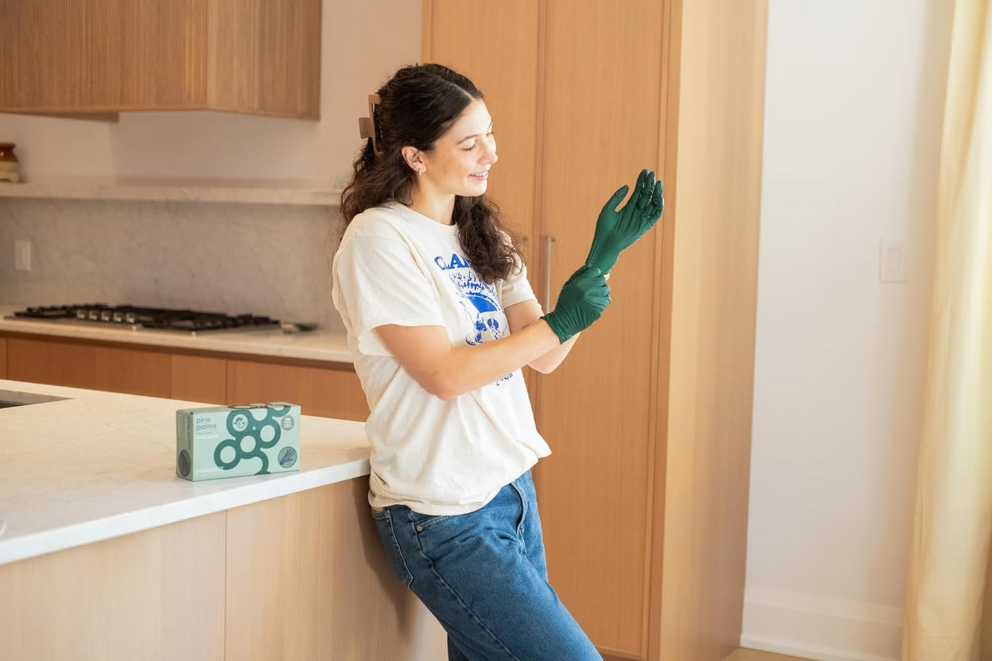 FRAMAR Green Gloves Disposable Latex Free - Powder Free Nitrile Gloves Small, Disposable Rubber Glove Small Nitrile Biodegradable Glove - 100 Pk