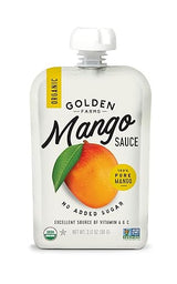 Golden Farms Mango Pouches, Single Ingredient Healthy Snacks, 100% Pure Fruit, No Added Sugar, Vegan, Gluten-Free, Kosher, Organic Squeeze Pouch