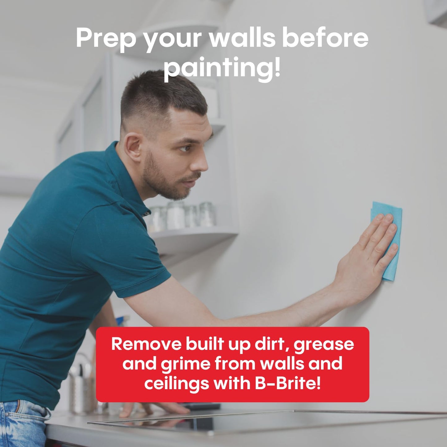 B-BRITE TSP Cleaner - Wall Cleaner for Painting - Powder Cleaner for Kitchen, Walls, Floors and Automotive, 1LB of Powder Cleaning Solution