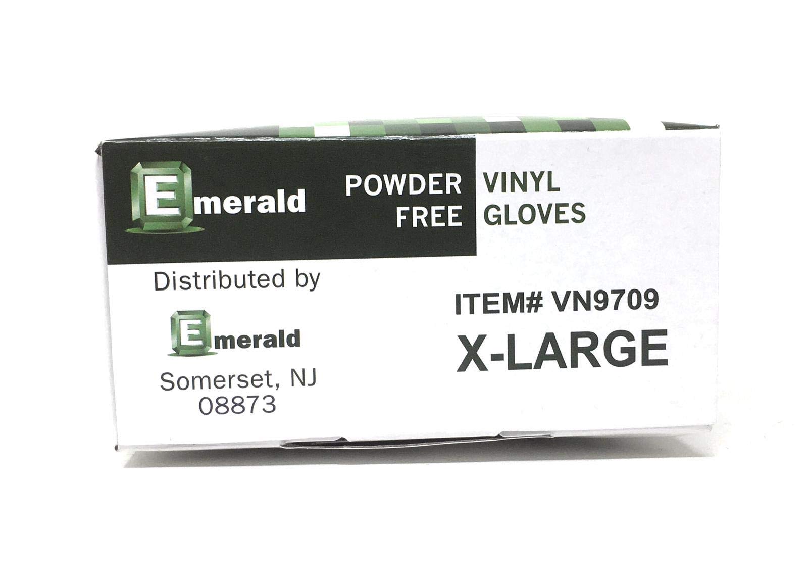 Emerald Vinyl Powder Free Gloves Latex Free Rubber - in Stock - Disposable, Ultra-Strong, Food Handling Use, Cleaning - No Powder - Ambidextrous