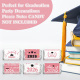 Graduation Party Decorations 2025 Graduation Label Stickers, 120PCS Congrats Grad Mini Pink White Candy Wrapper Class Of 2025 Chocolate Bar Stickers