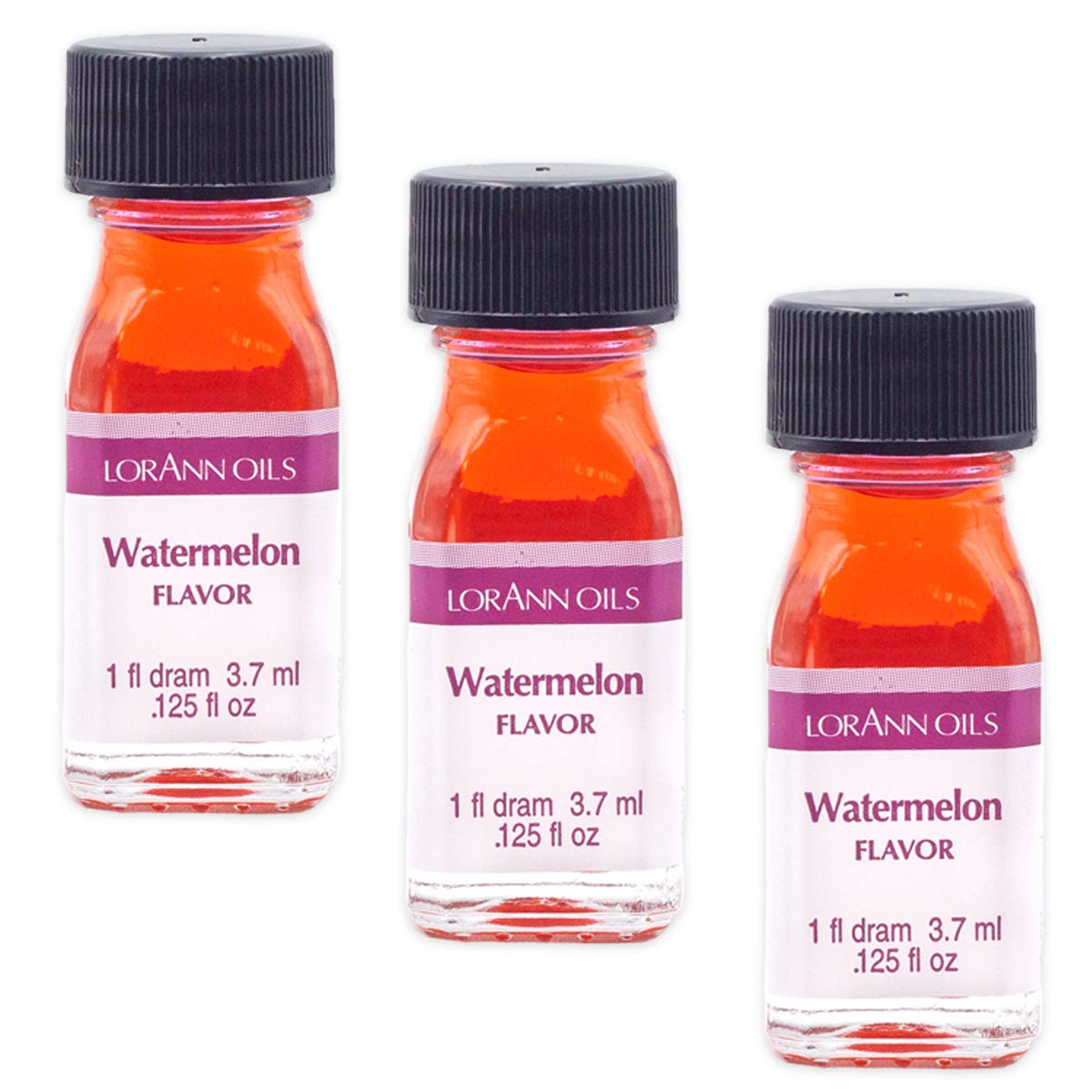 LorAnn Watermelon SS Flavor, 1 dram bottle (.0125 fl oz - 3.7ml - 1 teaspoon)- 3 Pack - includes a recipe