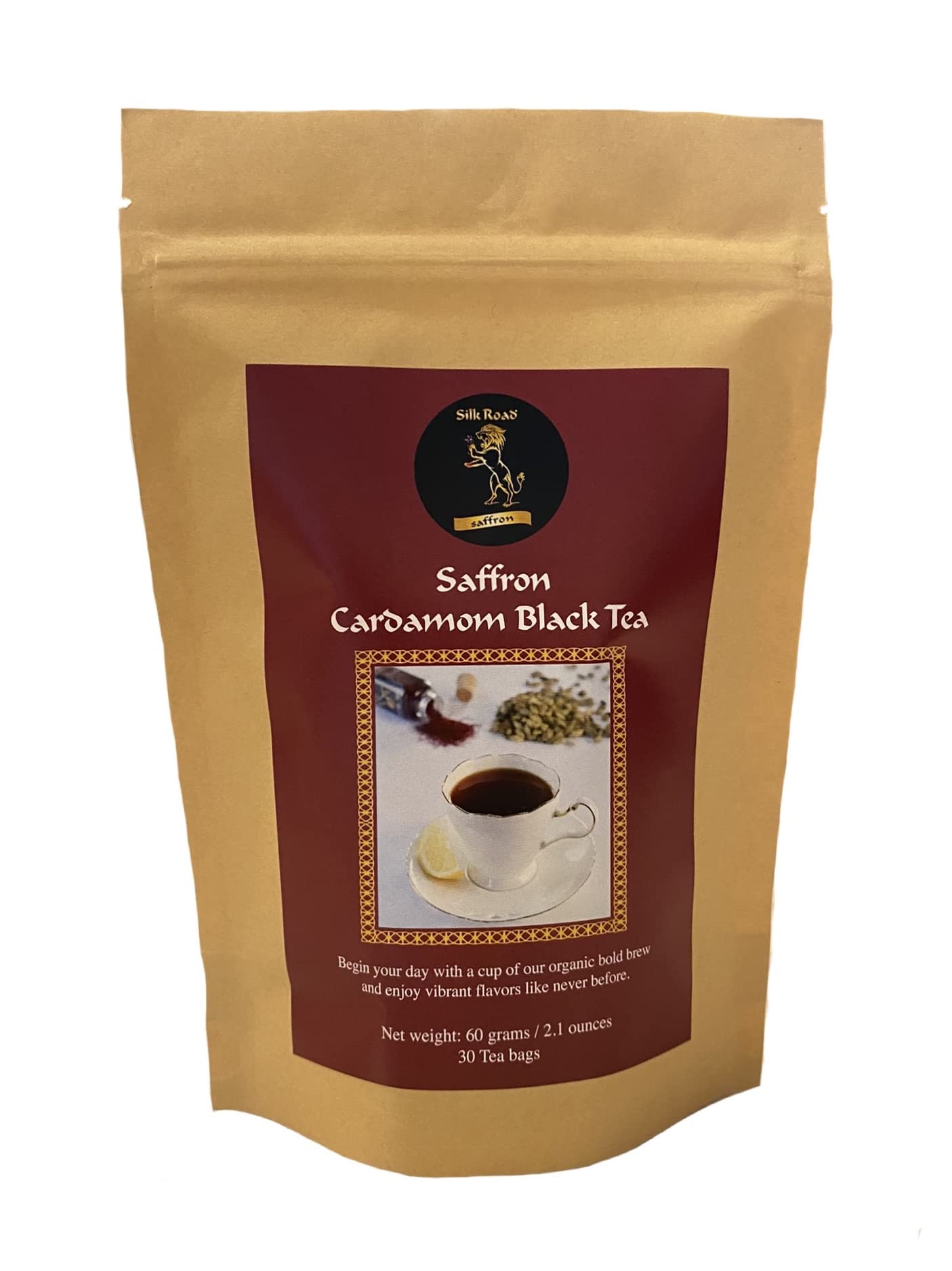 Organic Saffron Organic Ginger Herbal Tea - for better health and wellness (Pack of 1, Saffron Cardamom Black Tea)
