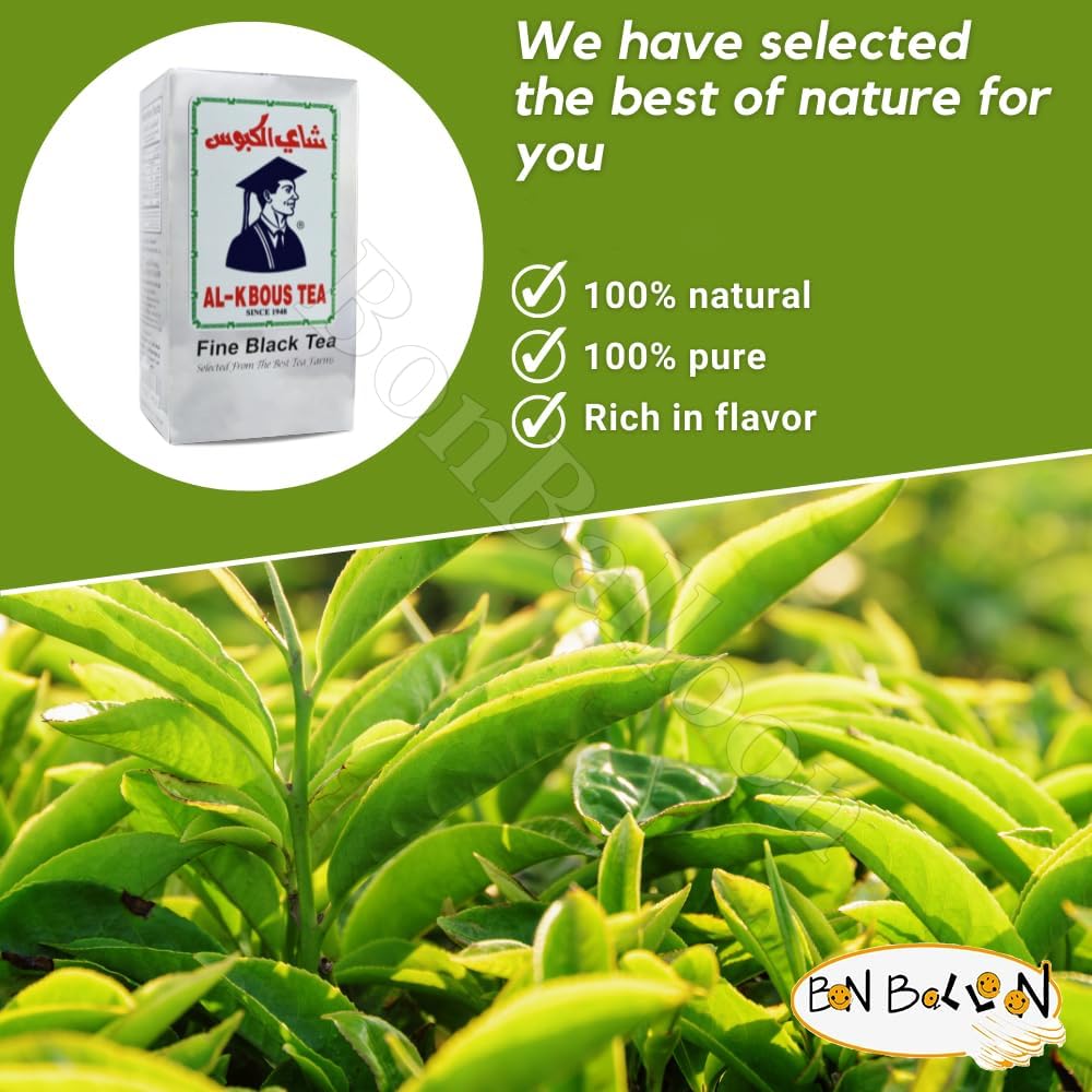 Al-Kbous Fine Black Tea Selected From The Best Tea Farms (3.52 oz / 100 gm) Al kbous Alkabous Alkaboos Soft Loose Organic Arabian Natural With Pure