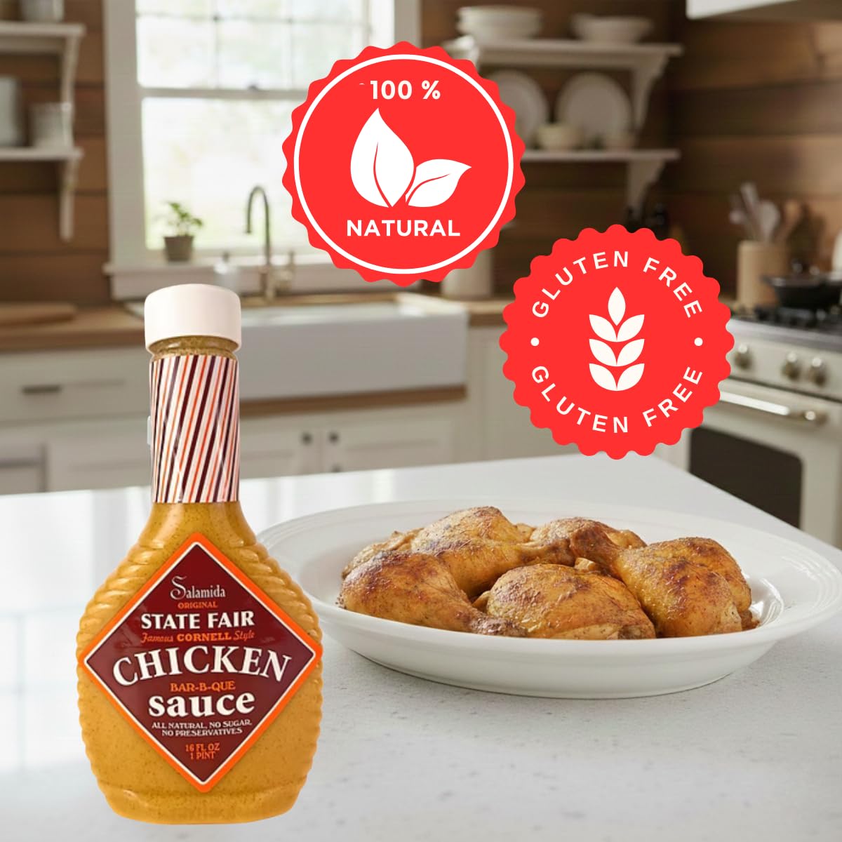 The Rob Salamida Company Original New York State Fair Famous Cornell Style Chicken BBQ Marinade, 16 oz (3-Pack) | All-Natural, Gluten-Free, Tangy