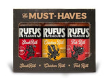 Rufus Teague Dry Rub Must-Haves Variety Pack, 3-Pack Steak Rub, Chick N’ Rub & Fish Rub, Premium Barbecue Seasoning for Grilling & Smoking