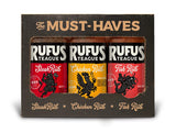 Rufus Teague Dry Rub Must-Haves Variety Pack, 3-Pack Steak Rub, Chick N’ Rub & Fish Rub, Premium Barbecue Seasoning for Grilling & Smoking