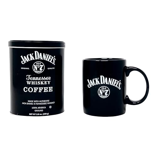 Jack Daniel's Coffee bundled with Jack Daniel's Mug and a measuring scoop - 100% Arabica - Medium Roasted Ground Coffee- Kosher - Official Licensed