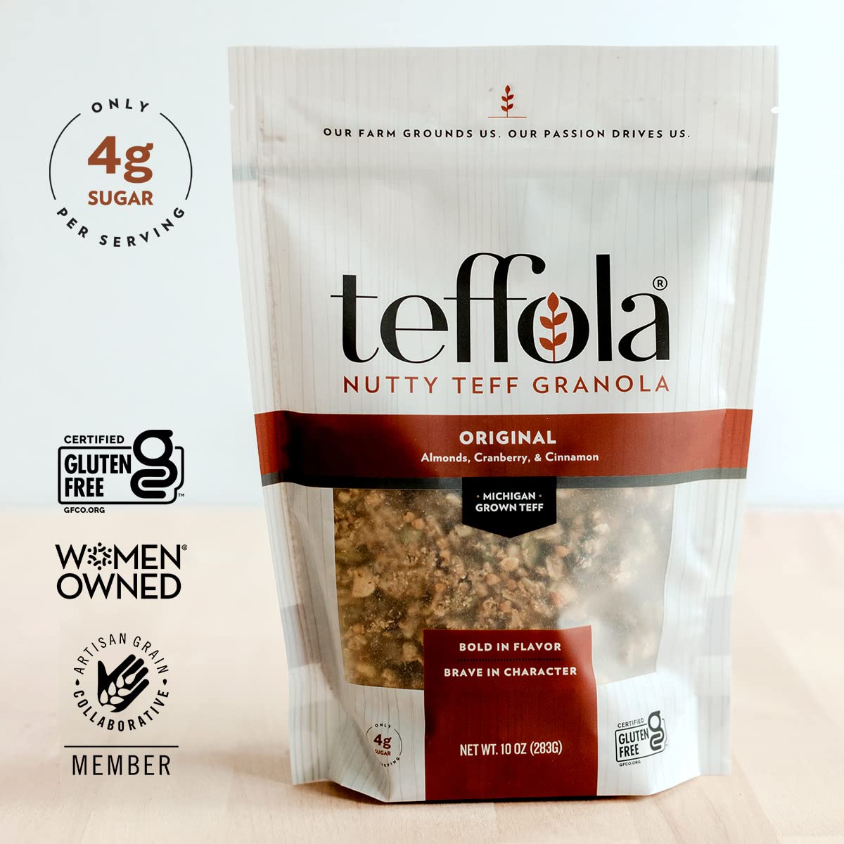 TEFFOLA Variety Pack Teff Granola | 3 Pack | Original, Berry Burst, Chocolate Charm | 3-4g Sugar per serving | Gluten Free Certified and Low Sugar |